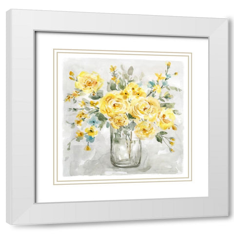 Sunshine Bouquet White Modern Wood Framed Art Print with Double Matting by Robinson, Carol