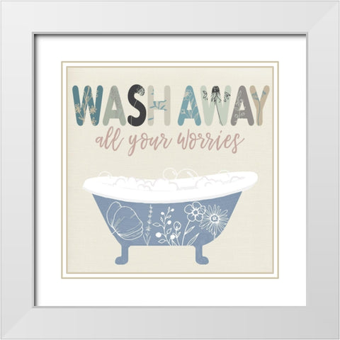 Wash Away White Modern Wood Framed Art Print with Double Matting by Santiago, Daniela