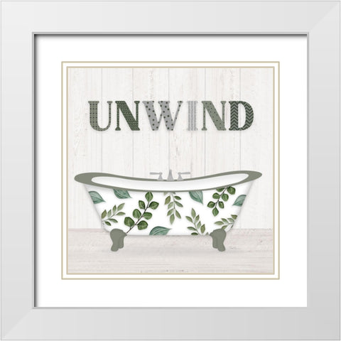 Bath Greenery I White Modern Wood Framed Art Print with Double Matting by Carpentieri, Natalie