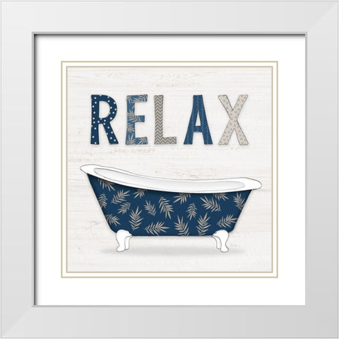 Relax Palm Bath White Modern Wood Framed Art Print with Double Matting by Carpentieri, Natalie