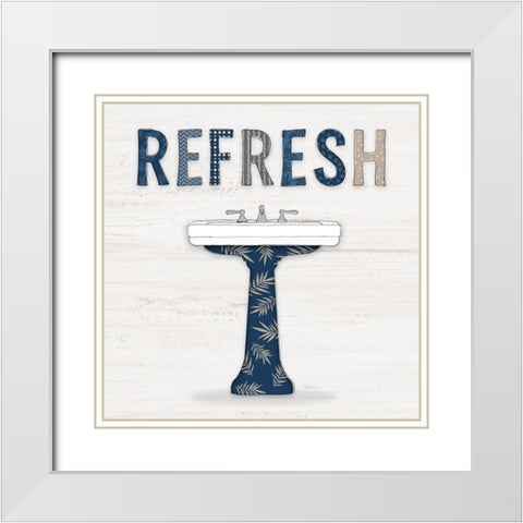 Refresh Palm Bath White Modern Wood Framed Art Print with Double Matting by Carpentieri, Natalie