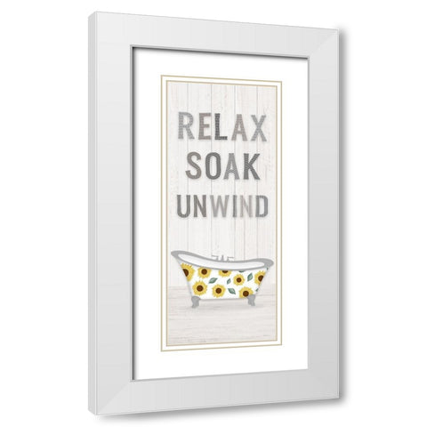 Sunflower Bath I White Modern Wood Framed Art Print with Double Matting by Carpentieri, Natalie