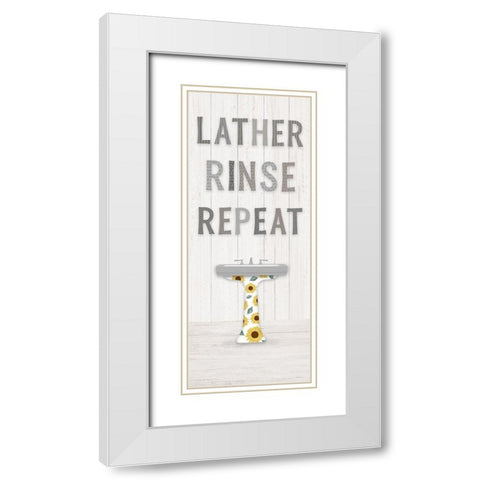 Sunflower Bath II White Modern Wood Framed Art Print with Double Matting by Carpentieri, Natalie
