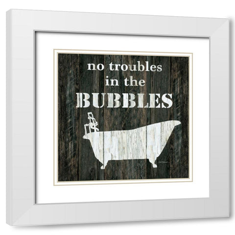 No Troubles White Modern Wood Framed Art Print with Double Matting by Robinson, Carol