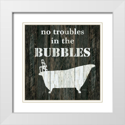 No Troubles White Modern Wood Framed Art Print with Double Matting by Robinson, Carol