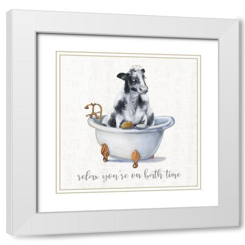 Bath Time White Modern Wood Framed Art Print with Double Matting by Brooks, Donna