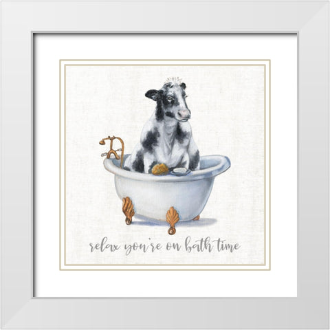 Bath Time White Modern Wood Framed Art Print with Double Matting by Brooks, Donna
