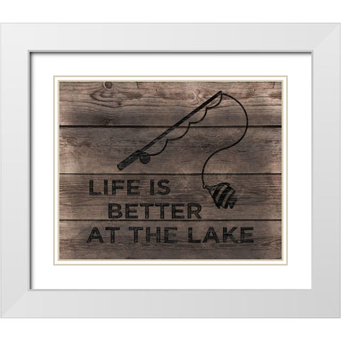 Better at the Lake White Modern Wood Framed Art Print with Double Matting by CAD Designs