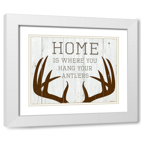 Hang Your Antlers White Modern Wood Framed Art Print with Double Matting by Santiago, Daniela