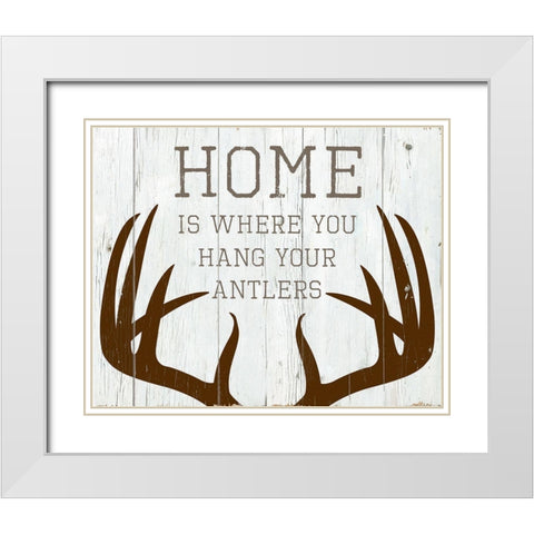 Hang Your Antlers White Modern Wood Framed Art Print with Double Matting by Santiago, Daniela