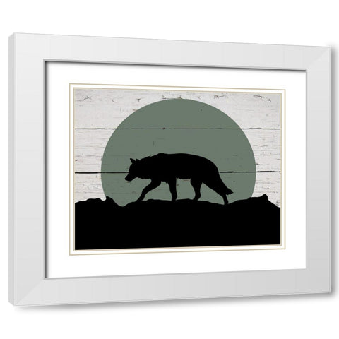 Mountain Wolf White Modern Wood Framed Art Print with Double Matting by Craven, Katrina