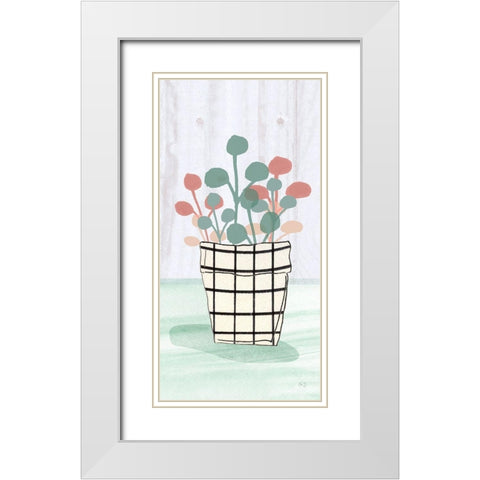 Potted Posies III White Modern Wood Framed Art Print with Double Matting by Jill, Susan