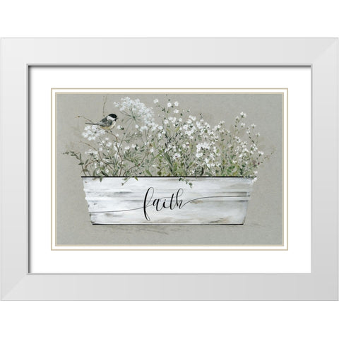 Bouquet of Grace Bucket Faith White Modern Wood Framed Art Print with Double Matting by Finn, Livi