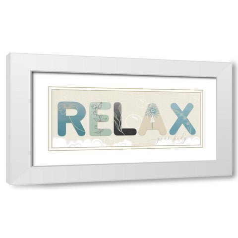 Relax Your Body White Modern Wood Framed Art Print with Double Matting by Santiago, Daniela