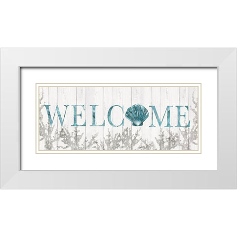 Welcome Shell White Modern Wood Framed Art Print with Double Matting by Robinson, Carol