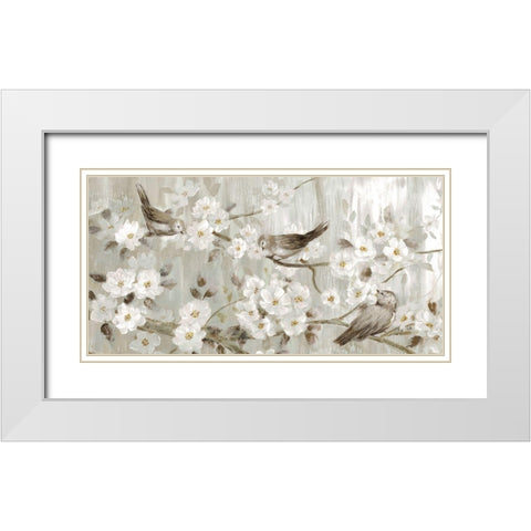 Songs of Srping White Modern Wood Framed Art Print with Double Matting by Nan