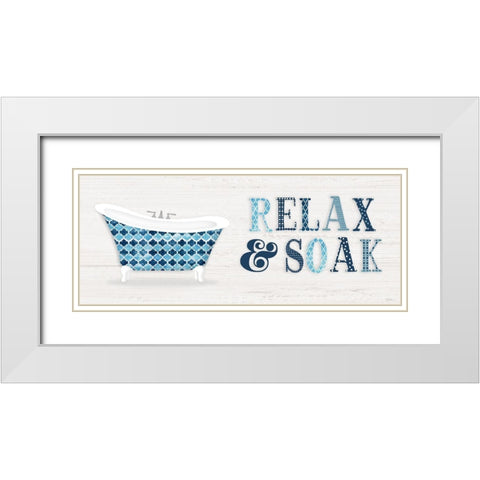 Relax and Soak White Modern Wood Framed Art Print with Double Matting by Carpentieri, Natalie