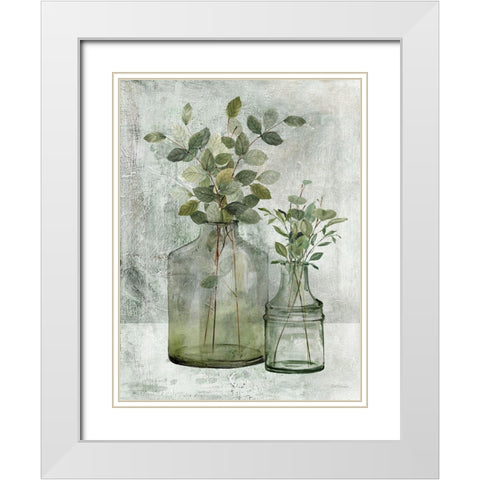 Simply Green I White Modern Wood Framed Art Print with Double Matting by Robinson, Carol