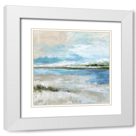 Sweeping Inlet White Modern Wood Framed Art Print with Double Matting by Nan