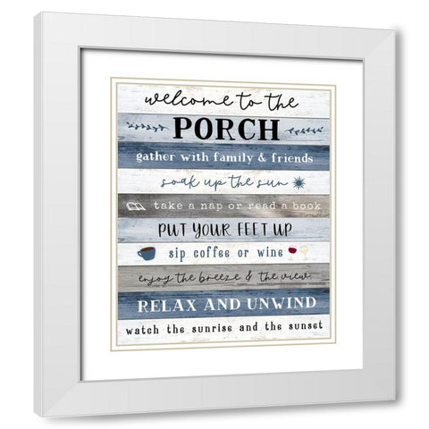 Porch Rules White Modern Wood Framed Art Print with Double Matting by Carpentieri, Natalie