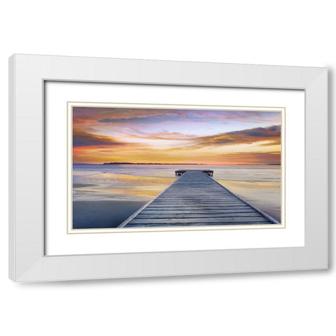 Evening Rhythm White Modern Wood Framed Art Print with Double Matting by Calascibetta, Mike