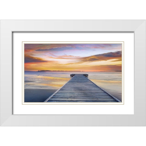 Evening Rhythm White Modern Wood Framed Art Print with Double Matting by Calascibetta, Mike