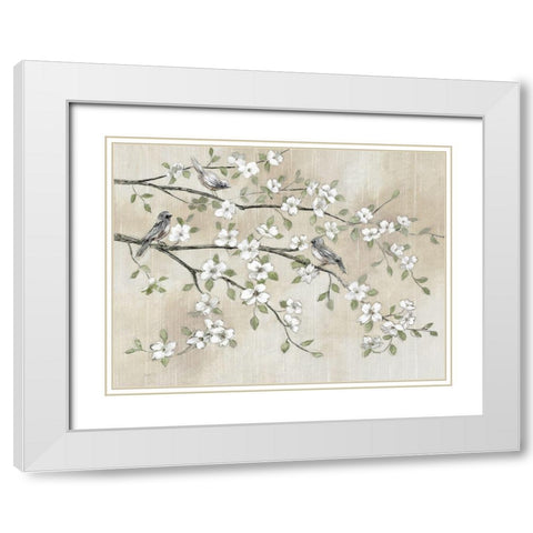 Early Birds and Blossoms White Modern Wood Framed Art Print with Double Matting by Nan