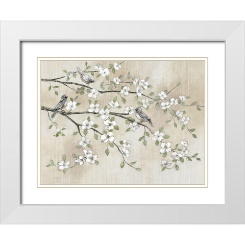 Early Birds and Blossoms White Modern Wood Framed Art Print with Double Matting by Nan