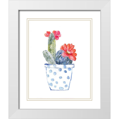 Cactus and Succulent Blooms II White Modern Wood Framed Art Print with Double Matting by Swatland, Sally