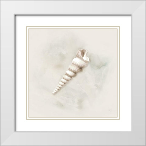 Soft Sand and Shell III White Modern Wood Framed Art Print with Double Matting by Jill, Susan
