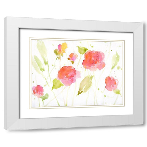Wild Roses I White Modern Wood Framed Art Print with Double Matting by Swatland, Katie