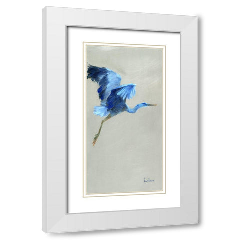 Blue Heron I White Modern Wood Framed Art Print with Double Matting by Swatland, Katie