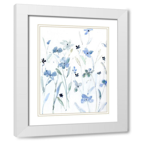 Indigo Garden Party I White Modern Wood Framed Art Print with Double Matting by Swatland, Sally