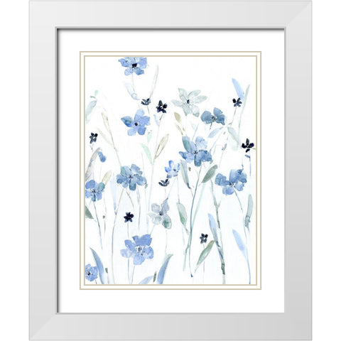 Indigo Garden Party II White Modern Wood Framed Art Print with Double Matting by Swatland, Sally