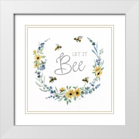 Let it Bee White Modern Wood Framed Art Print with Double Matting by Nan