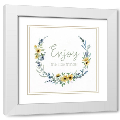 Enjoy the Little Things White Modern Wood Framed Art Print with Double Matting by Nan