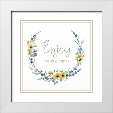 Enjoy the Little Things White Modern Wood Framed Art Print with Double Matting by Nan