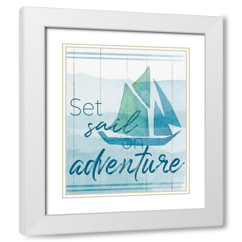 Set Sail White Modern Wood Framed Art Print with Double Matting by Santiago, Daniela