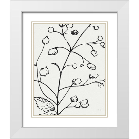 Botanical Sketch I White Modern Wood Framed Art Print with Double Matting by Jill, Susan