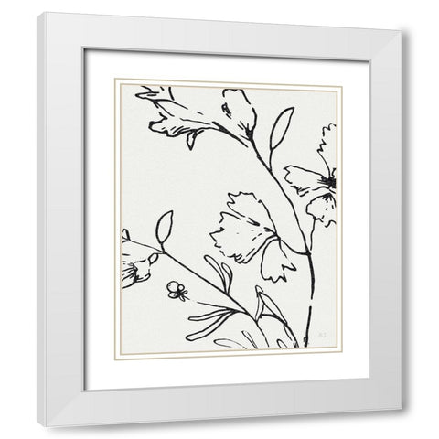 Botanical Sketch II White Modern Wood Framed Art Print with Double Matting by Jill, Susan