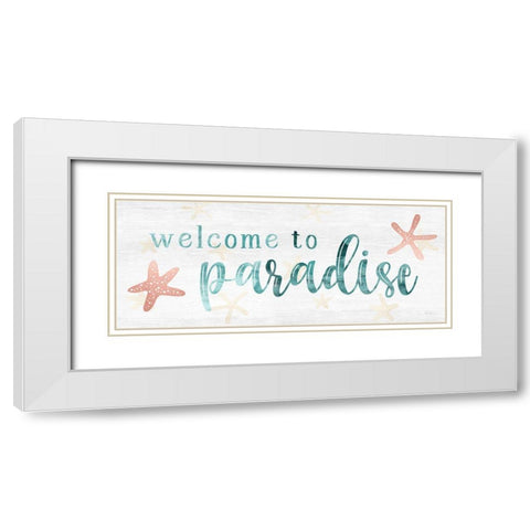 Welcome to Paradise White Modern Wood Framed Art Print with Double Matting by Carpentieri, Natalie