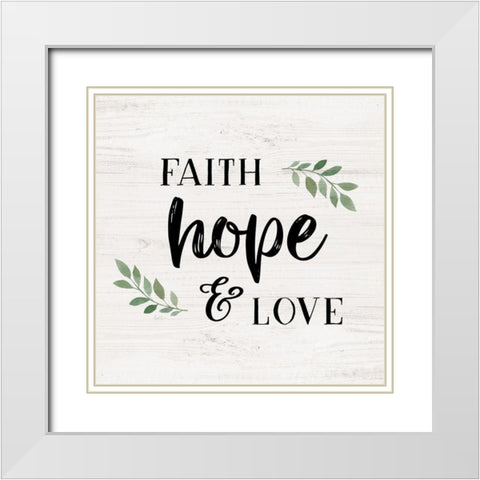 Hope and Love White Modern Wood Framed Art Print with Double Matting by Carpentieri, Natalie