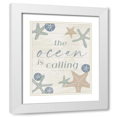 The Ocean is Calling White Modern Wood Framed Art Print with Double Matting by Carpentieri, Natalie