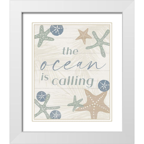 The Ocean is Calling White Modern Wood Framed Art Print with Double Matting by Carpentieri, Natalie