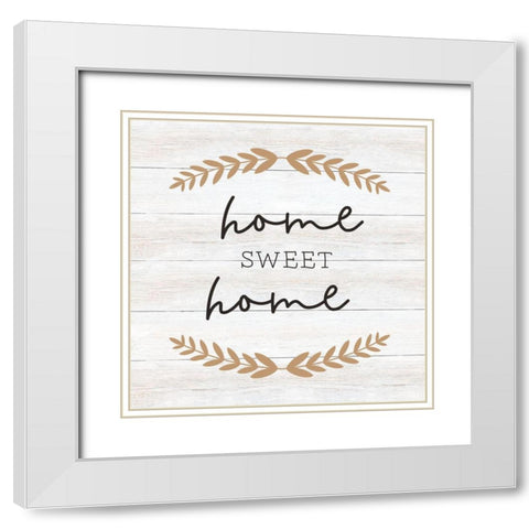 Home Sweet Home White Modern Wood Framed Art Print with Double Matting by CAD Designs