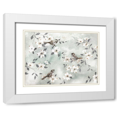 Spring Serenade White Modern Wood Framed Art Print with Double Matting by Nan