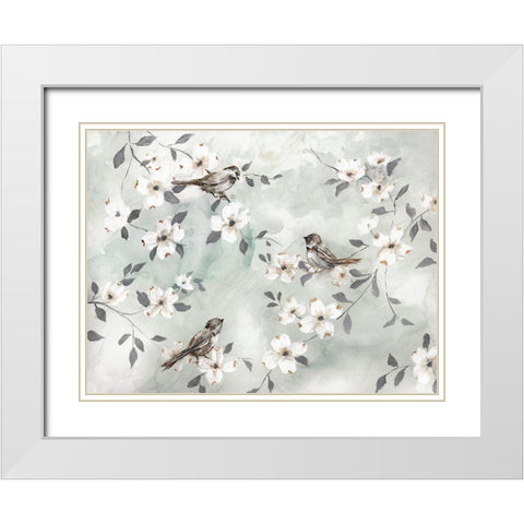 Spring Serenade White Modern Wood Framed Art Print with Double Matting by Nan