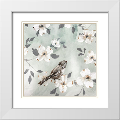 Spring Solo Serenade I White Modern Wood Framed Art Print with Double Matting by Nan