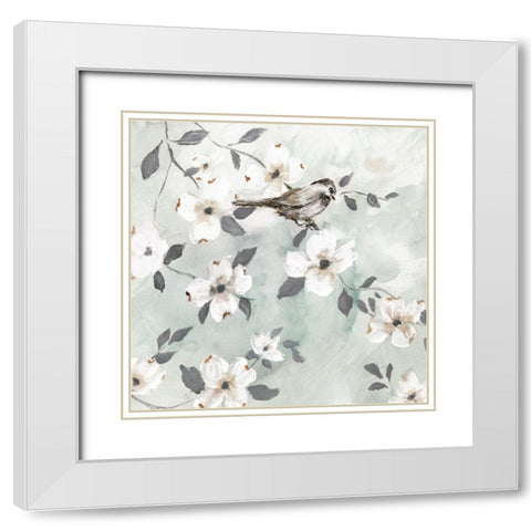Spring Solo Serenade II White Modern Wood Framed Art Print with Double Matting by Nan