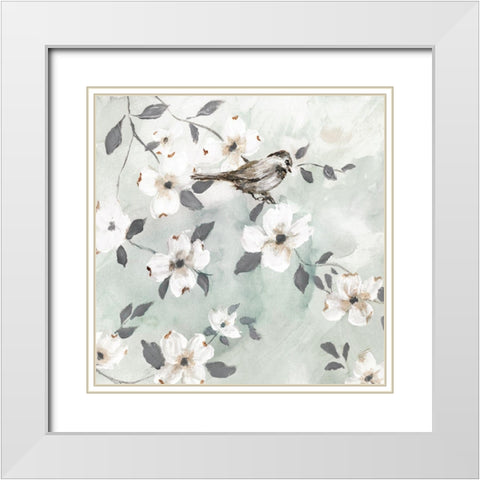 Spring Solo Serenade II White Modern Wood Framed Art Print with Double Matting by Nan